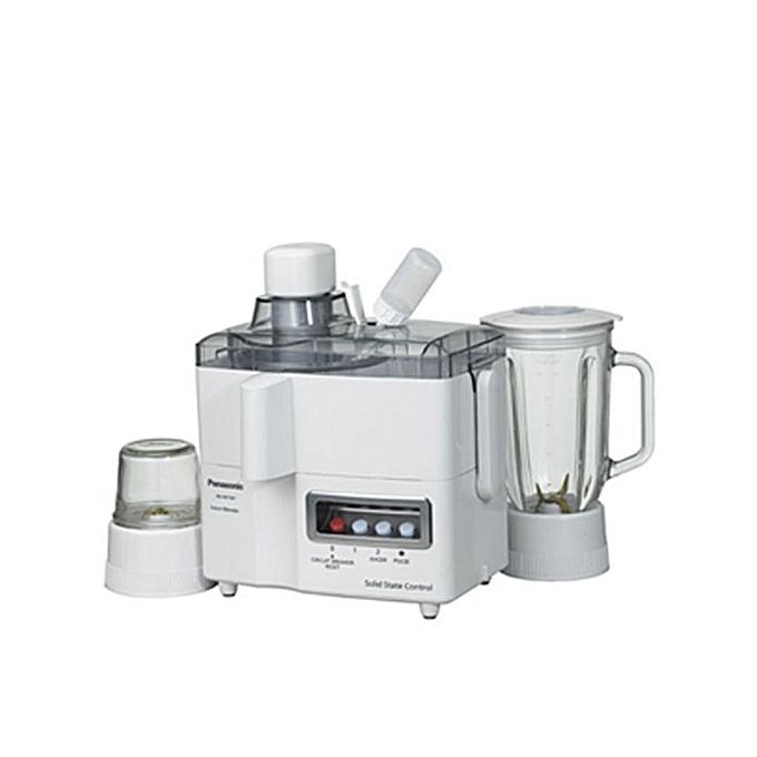 National 3 in 1 Juicer Blender Grinder Machine White Overheat Protection Circuit BreakerBig 1000ml Crystal Clear Jar.